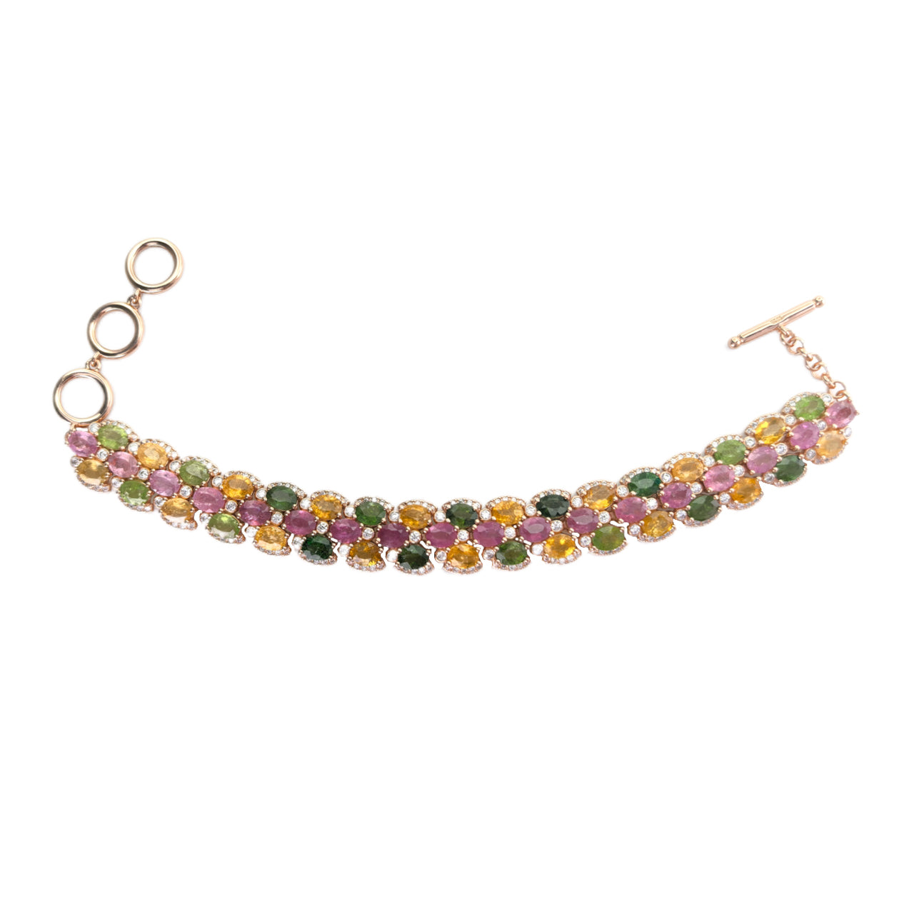 Luxurious Rose Gold Plated Sterling Silver 925 Bracelet Natural Tourmaline Jewellery