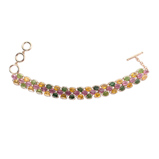 Luxurious Rose Gold Plated Sterling Silver 925 Bracelet Natural Tourmaline Jewellery