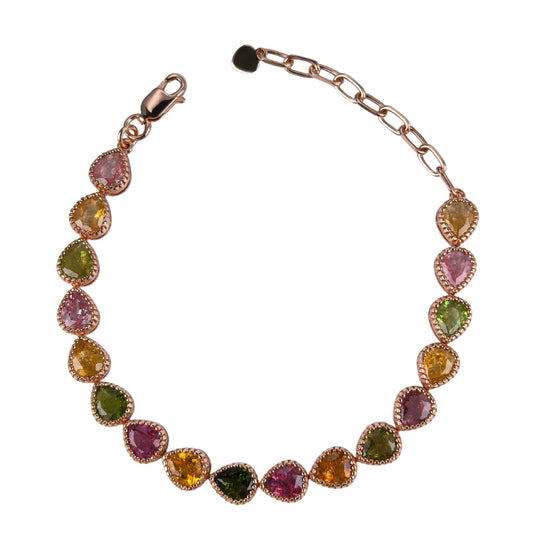 Graceful Rose Gold Plated Silver 925 Jewelry Natural Tourmaline Bracelet