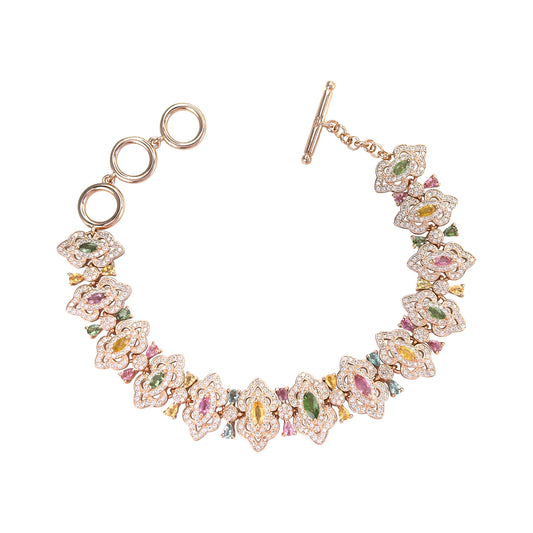 Luxurious 925 Sterling Silver Natural Tourmaline Bracelet Rose Gold Plated