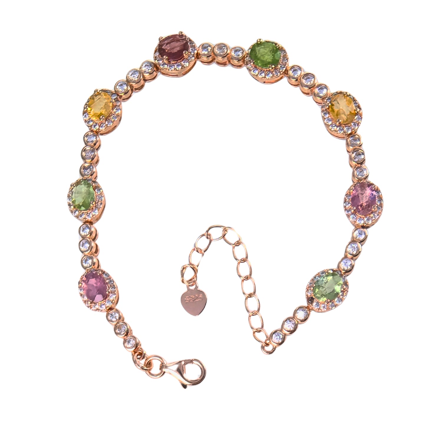 Graceful Rose Gold Plated 925 Silver Natural Tourmaline Bracelet