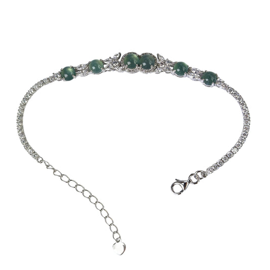 Elegant Rhodium Plated Silver 925 Jewelry Natural Jadeite Bracelet