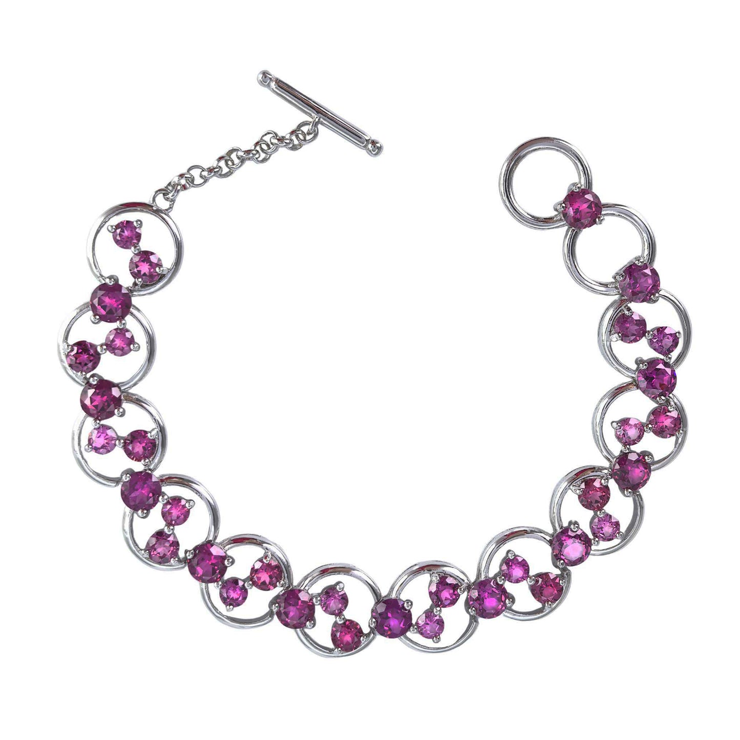 Delicate Rhodium Plated Silver 925 Jewelry Natural Pyrope Bracelet
