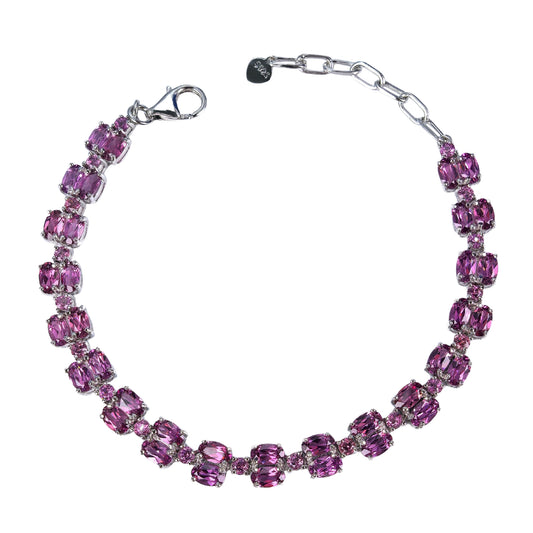 Delicate Rhodium Plated Silver 925 Jewelry Natural Pyrope Bracelet