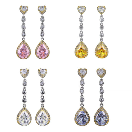 S925 Silver Crushed Teardrop Ice Cut Cubic Zirconia Earrings