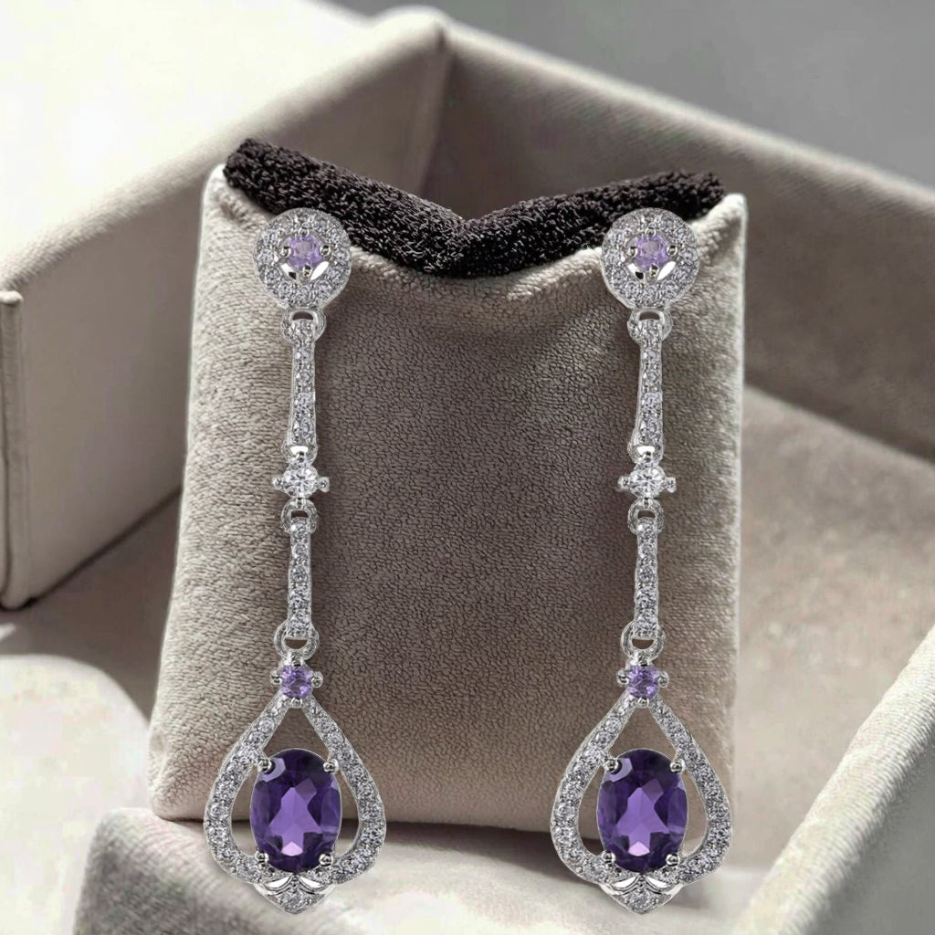 Exquisite Rose Gold Plated 925 Sterling Silver Natural Tourmaline Earrings