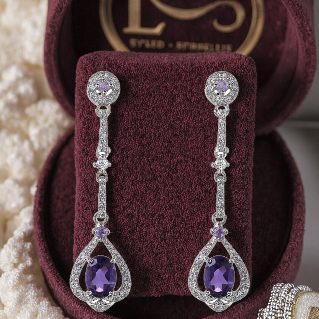 Exquisite Rose Gold Plated 925 Sterling Silver Natural Tourmaline Earrings