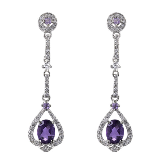 Exquisite Rose Gold Plated 925 Sterling Silver Natural Tourmaline Earrings