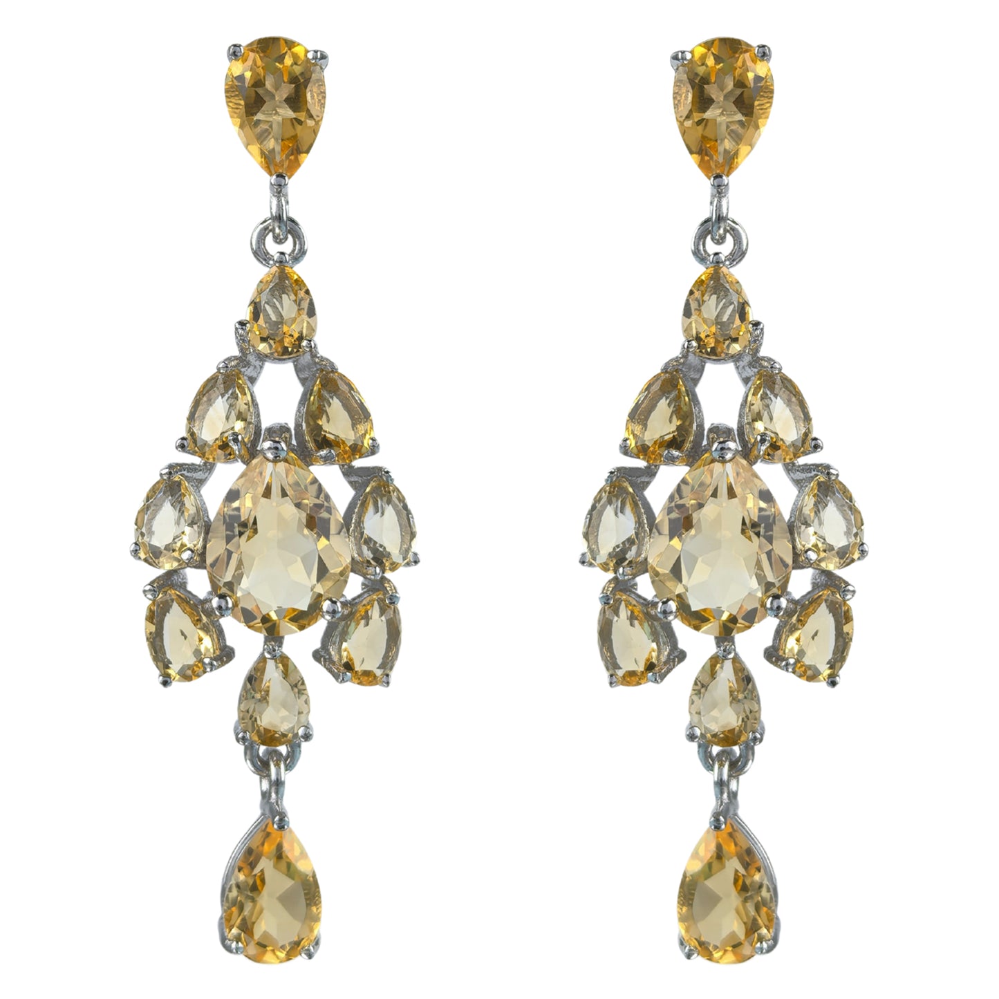Trendy 925 Silver Natural Amethyst/Citrine/Sky Blue Topaz Drop Earrings