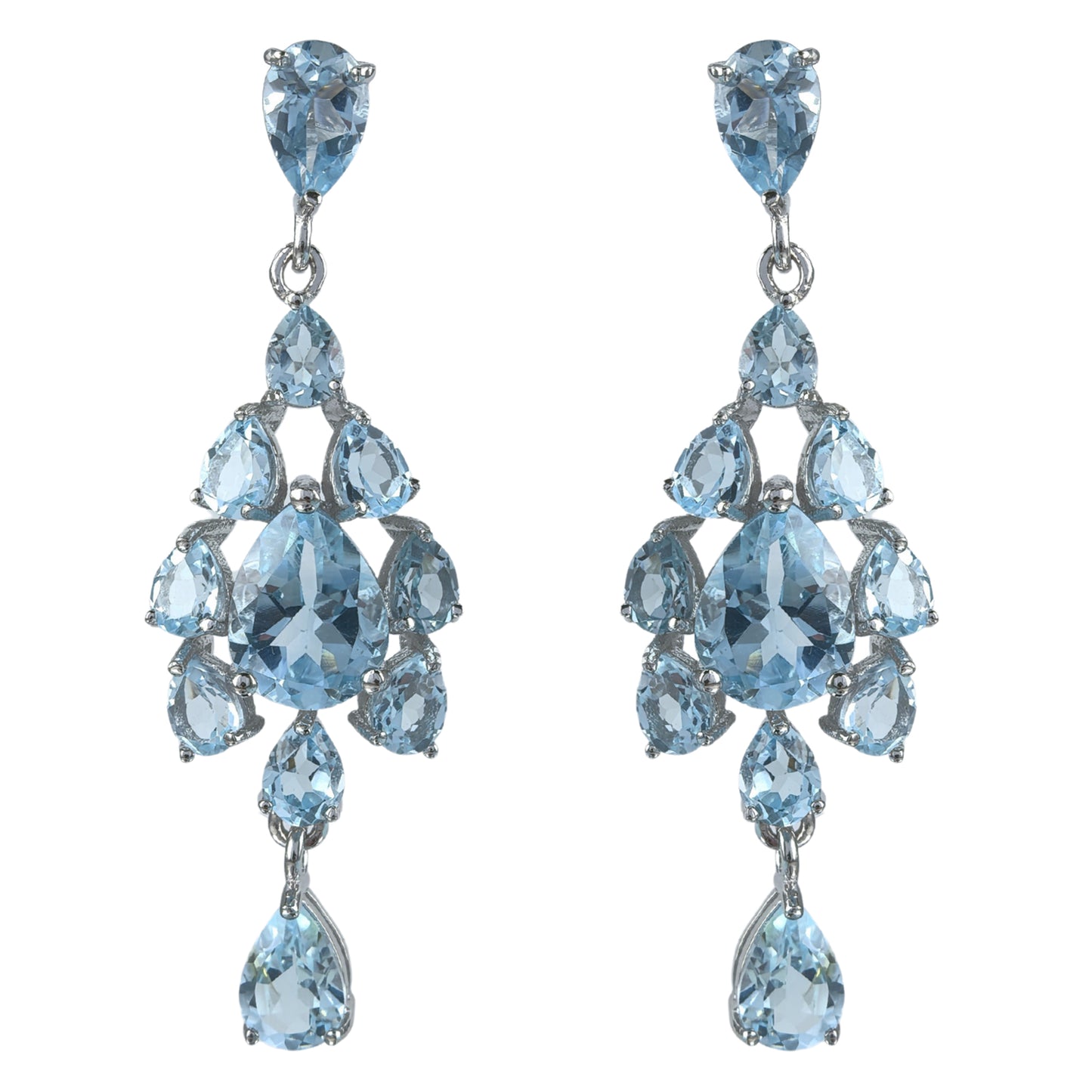 Trendy 925 Silver Natural Amethyst/Citrine/Sky Blue Topaz Drop Earrings
