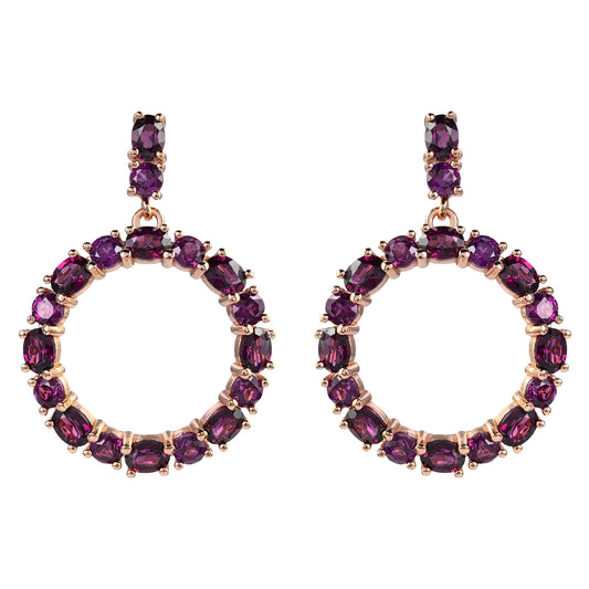Gorgeous Rose Gold Plated 925 Silver Jewelry Natural Pyrope Drop Earrings