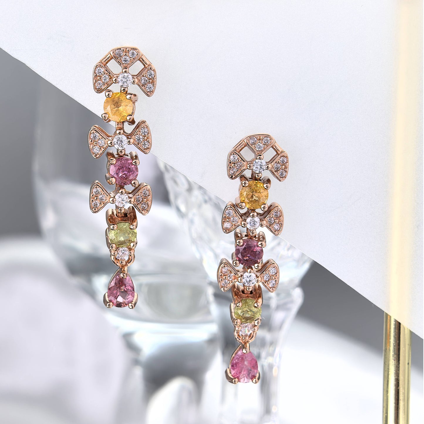 Unique Silver S925 Natural Tourmaline Drop Earrings for Mothers Day Gifts