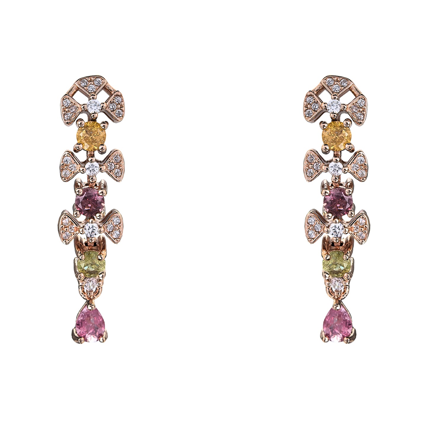 Unique Silver S925 Natural Tourmaline Drop Earrings for Mothers Day Gifts