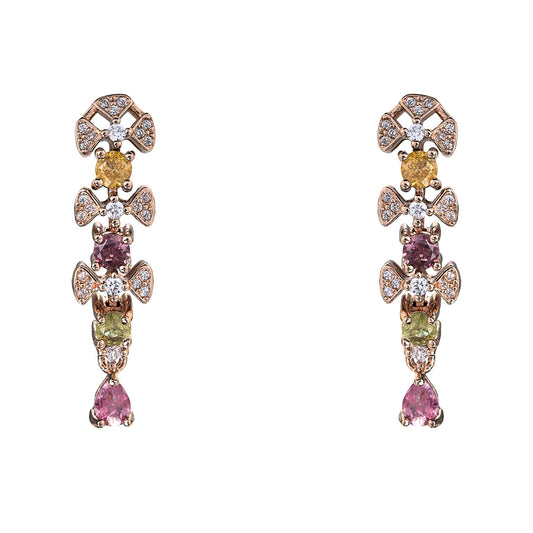 Unique Silver S925 Natural Tourmaline Drop Earrings for Mothers Day Gifts