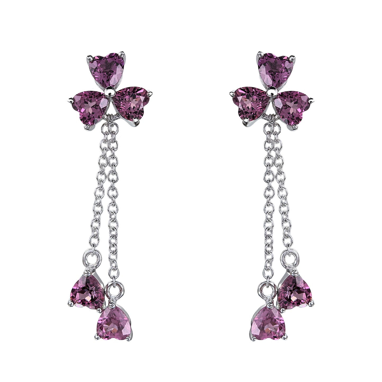 S925 Silver Jewelry Natural Pyrope Clover Drop Earrings for Women Fine Earrings