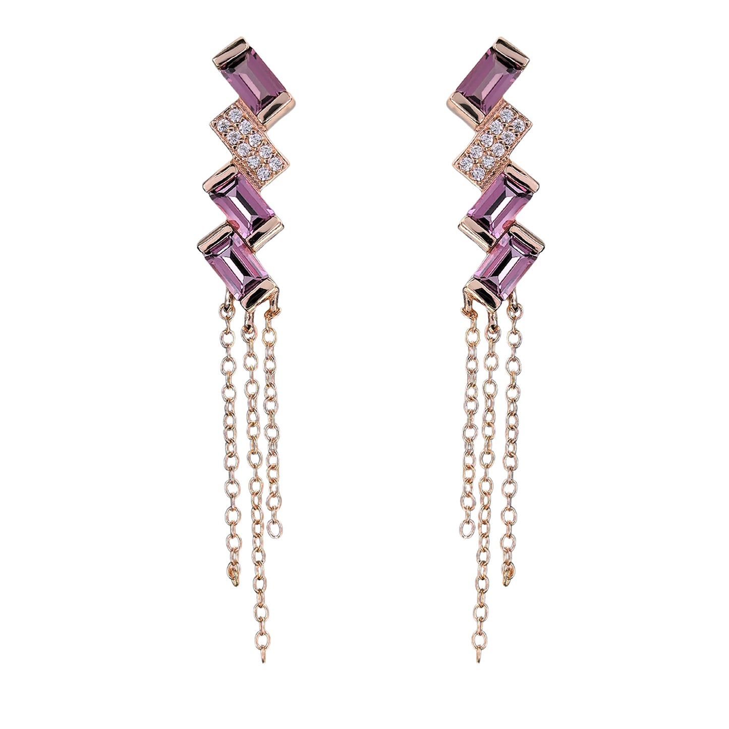 Elegant Rose Gold Plated Silver 925 Jewelry Natural Pyrope Drop Earrings