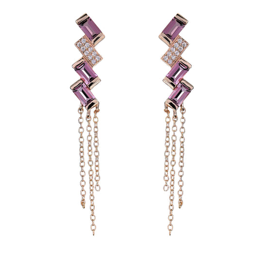 Elegant Rose Gold Plated Silver 925 Jewelry Natural Pyrope Drop Earrings