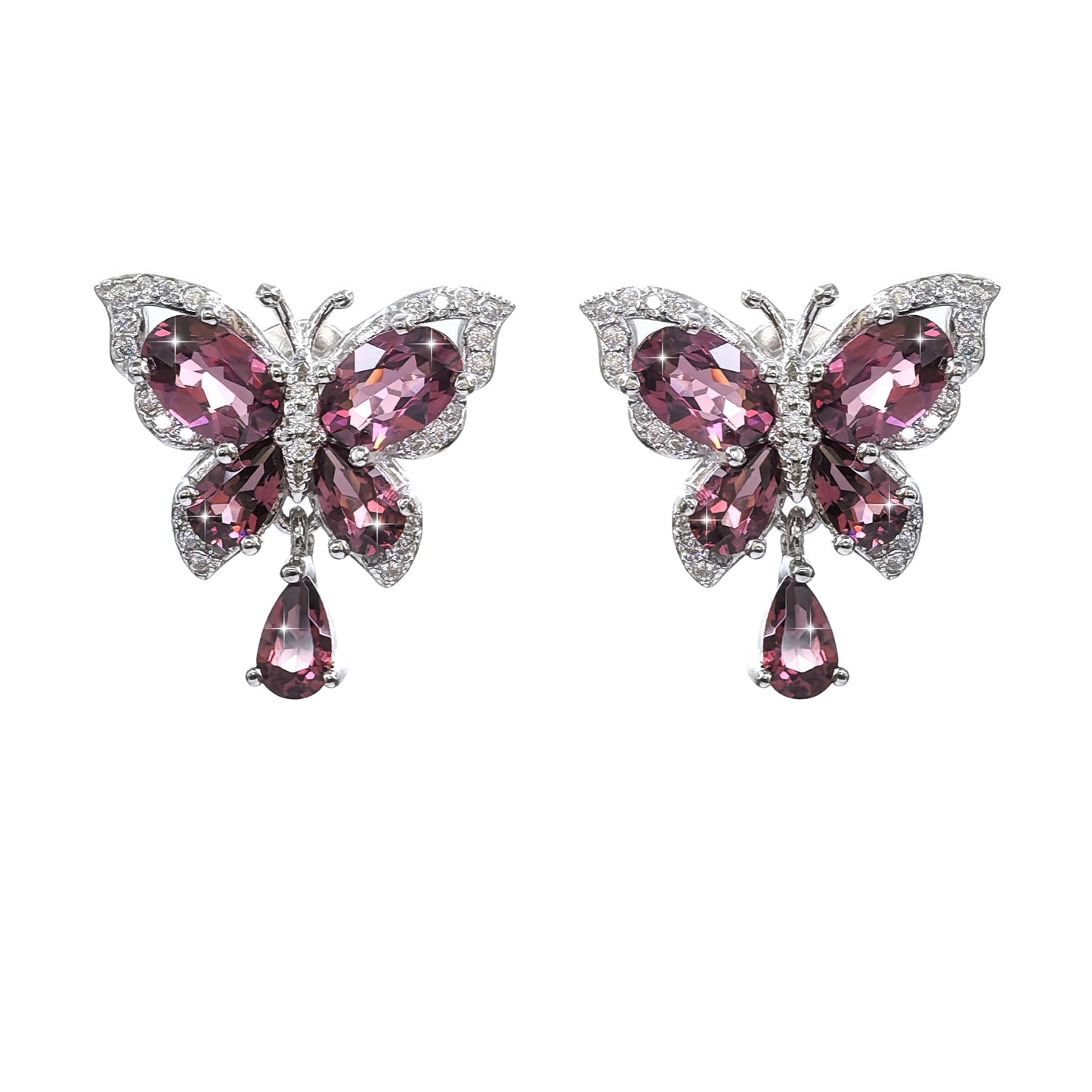 Charming 925 Rhodium Plated Natural Pyrope Garnet Jewelry Set