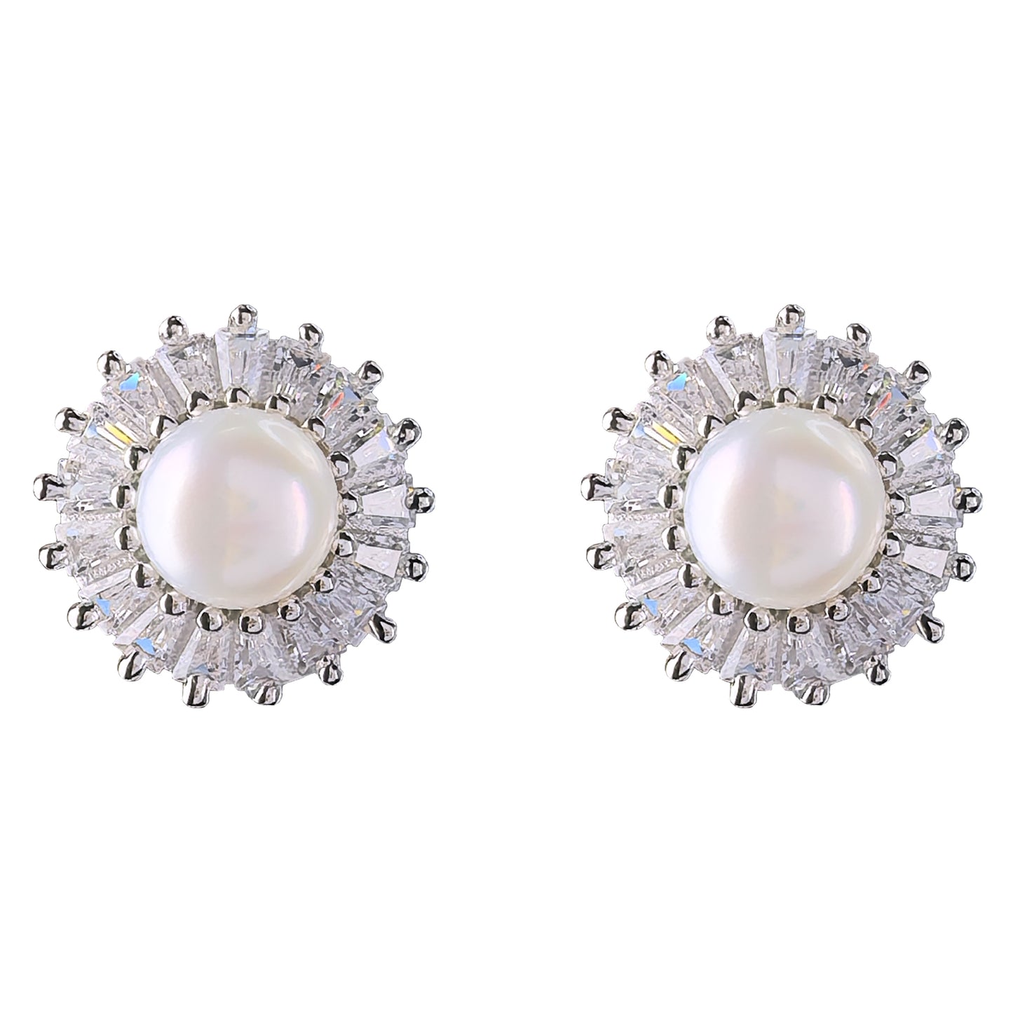 Sparkling Rhodium Plated Prata 925 Freshwater Pearl Women Jewelry Set