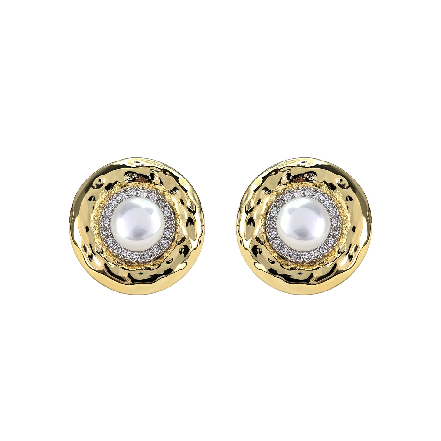 Sparkling Rhodium and Gold Plated 925 Sterling Silver Freshwater Pearl Jewelry Set