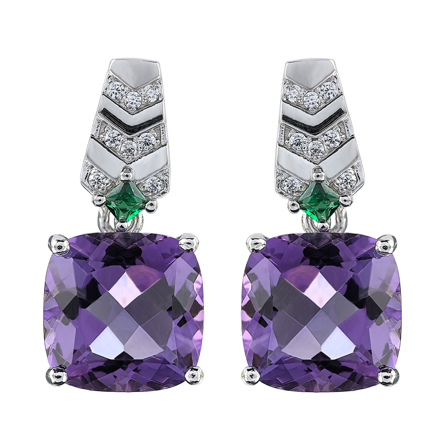 High Quality Rhodium Plated 925 Silver Natural Amethyst Jewelry Set