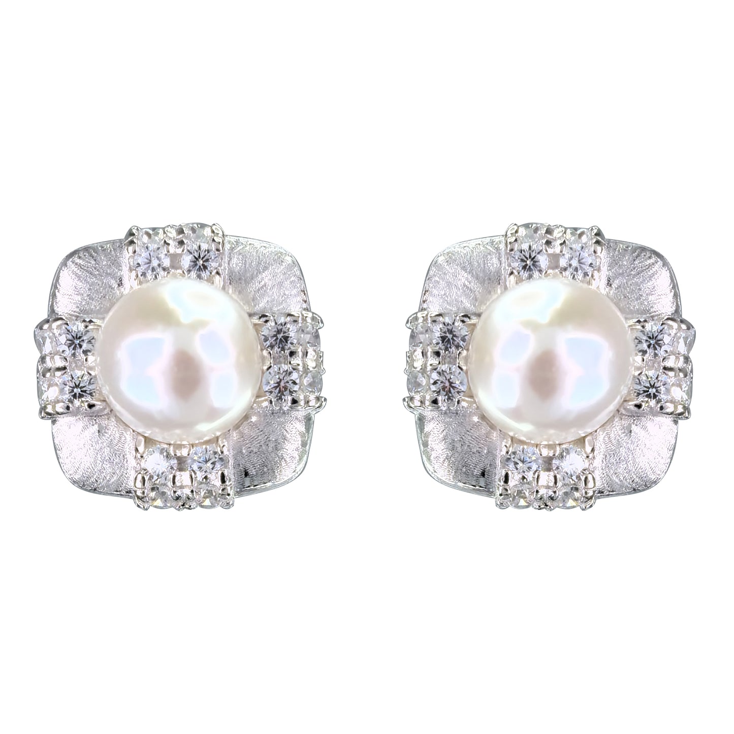 925 Sterling Silver Freshwater Pearl Jewelry Set Sparkling Rhodium Plated