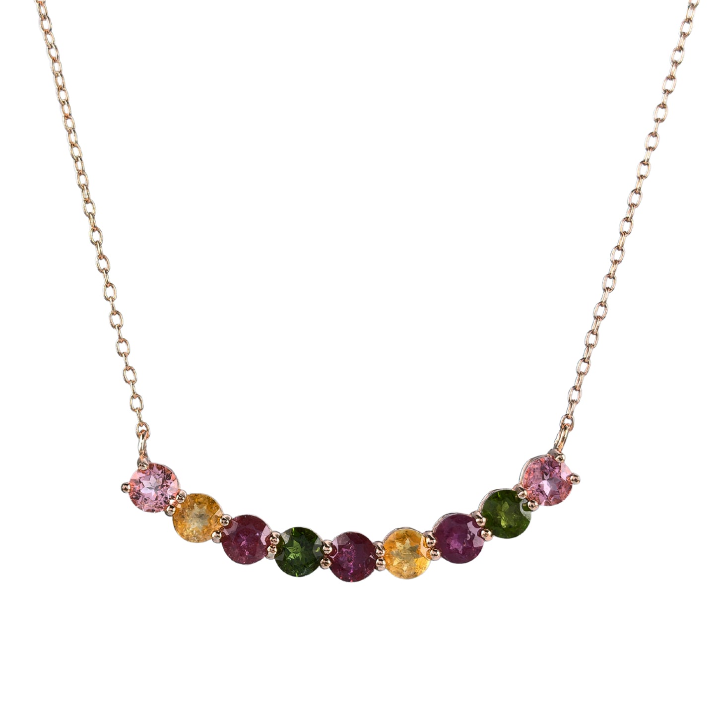 Gorgeous Rose Gold Plated Silver 925 Jewelry Natural Tourmaline Necklace
