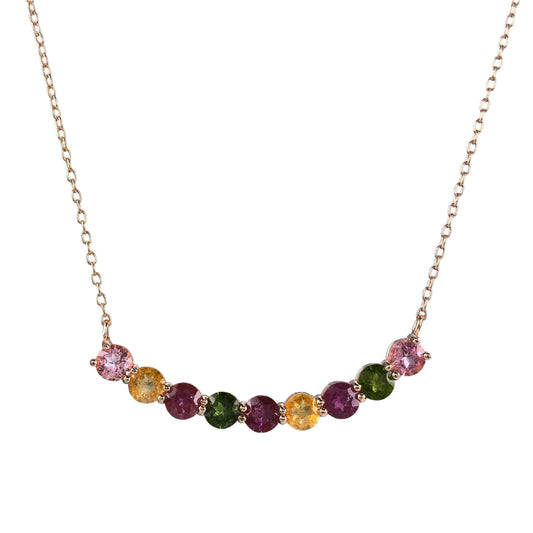 Gorgeous Rose Gold Plated Silver 925 Jewelry Natural Tourmaline Necklace