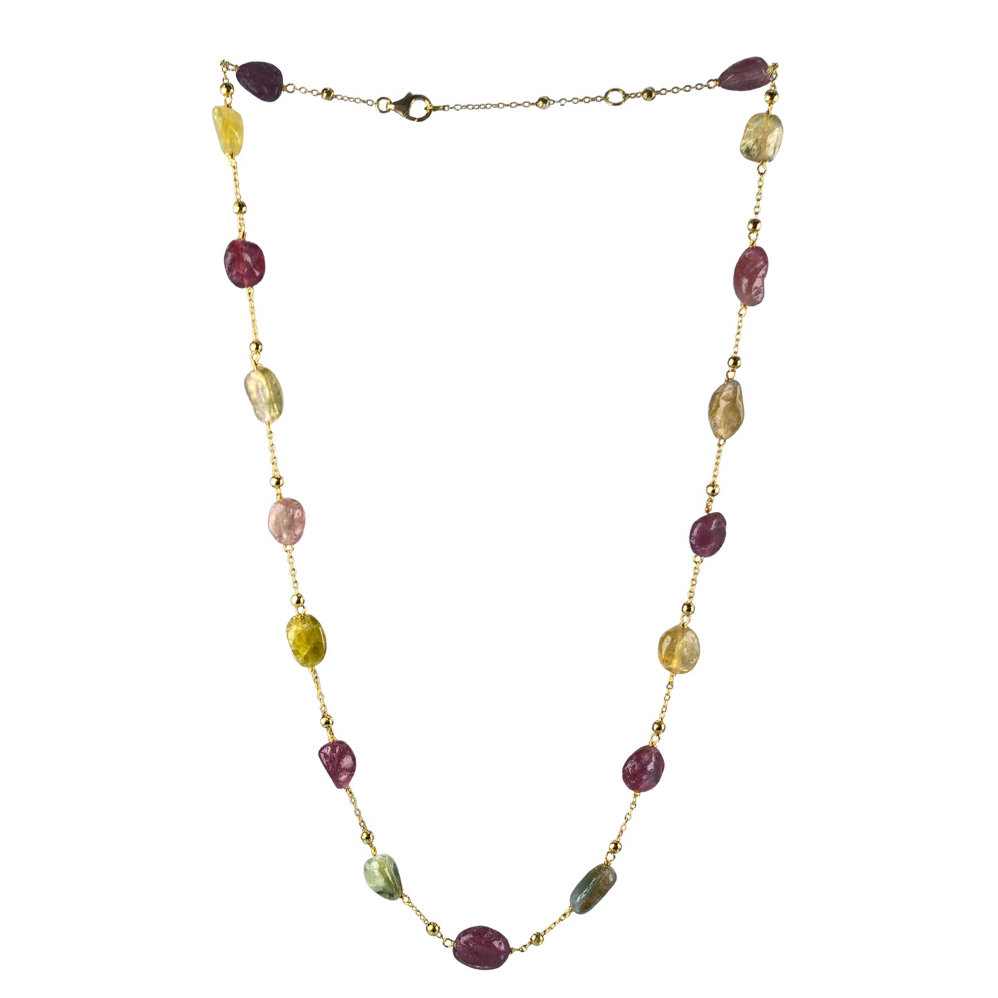 Unique 18K Gold Plated Silver 925 Jewelry Natural Tourmaline Necklace