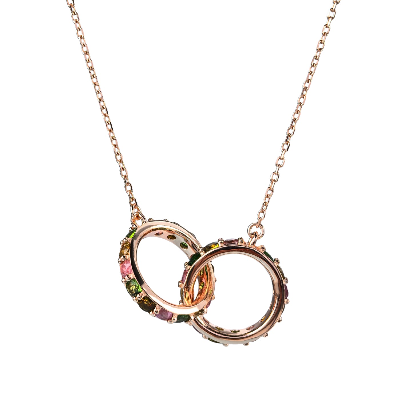 Exquisite Rose Gold Plated Silver 925 Jewelry Natural Tourmaline Necklace