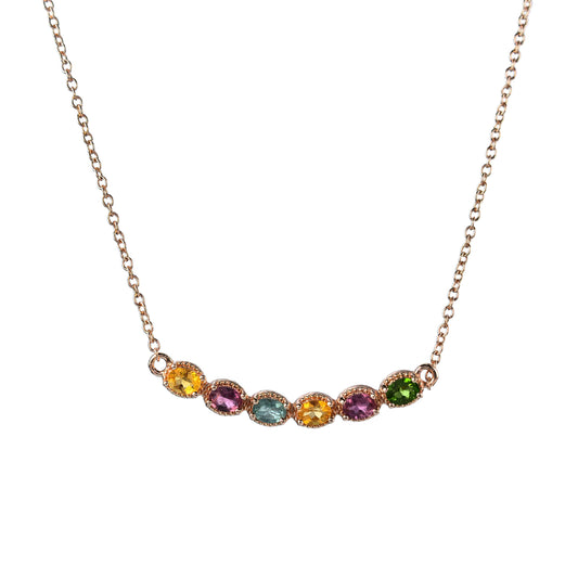 Exquisite Rose Gold Plated Silver 925 Jewelry Natural Tourmaline Necklace