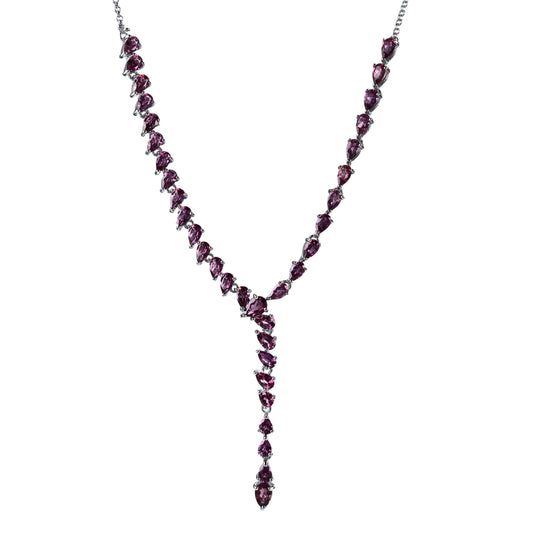 Noble Rhodium Plated 925 Silver Jewelry Natural Pyrope Necklace