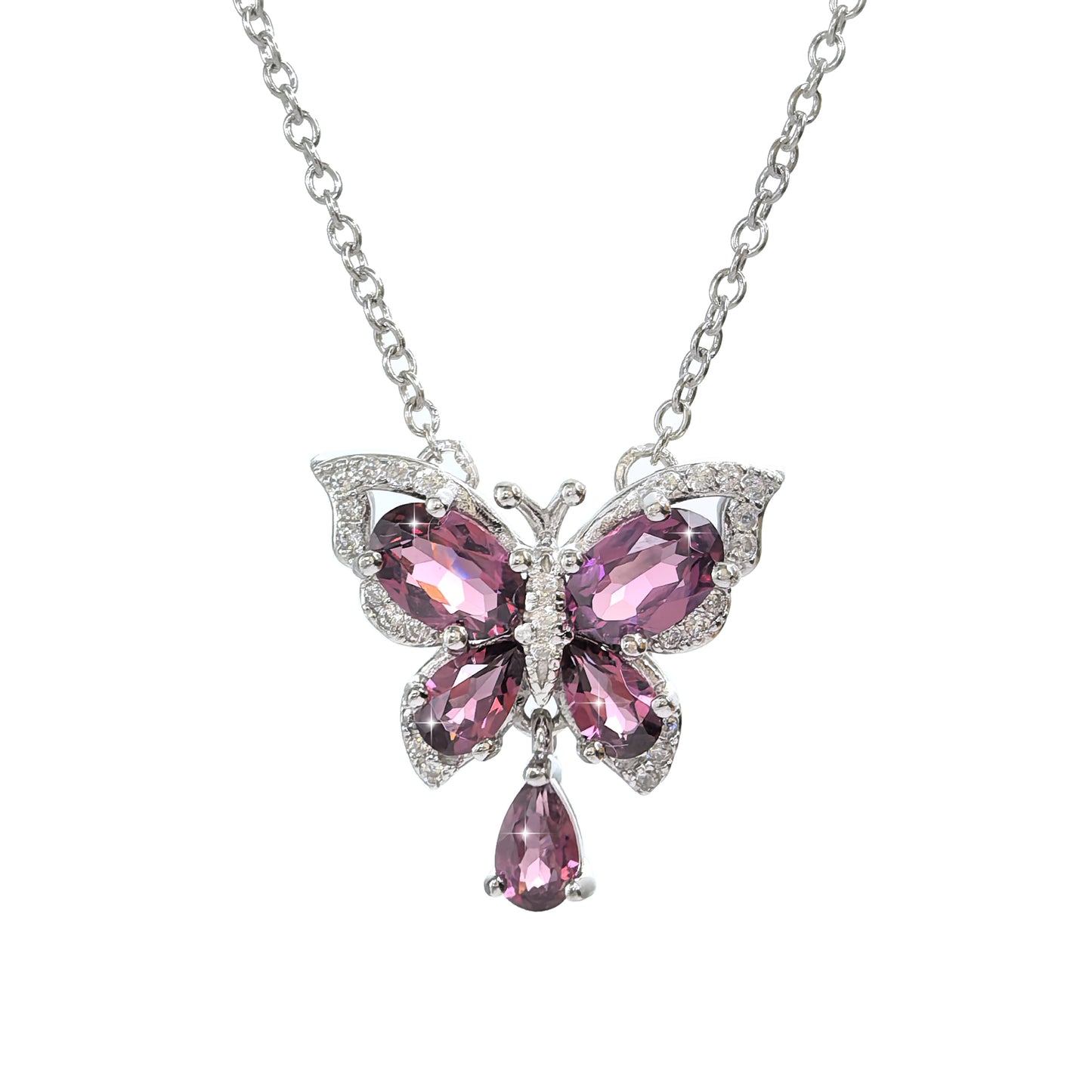 Charming 925 Rhodium Plated Natural Pyrope Garnet Jewelry Set