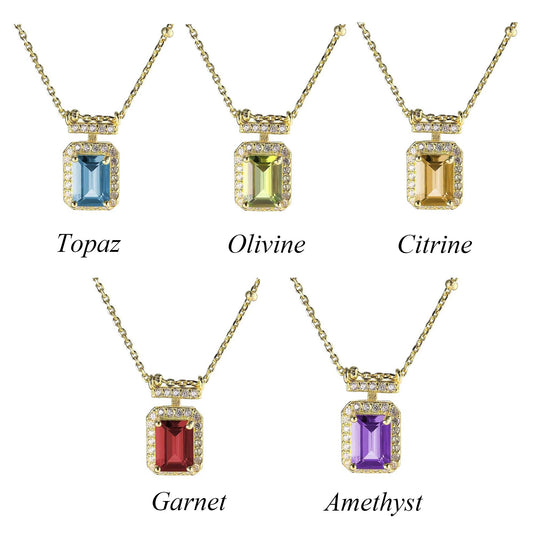 S925 Silver Birthstone Necklace Minimalistic Perfume Shaped