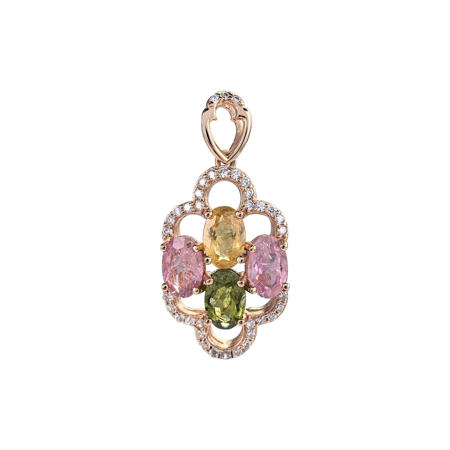 Gorgeous Rose Gold Plated 925 Sterling Silver Natural Tourmaline Pendant