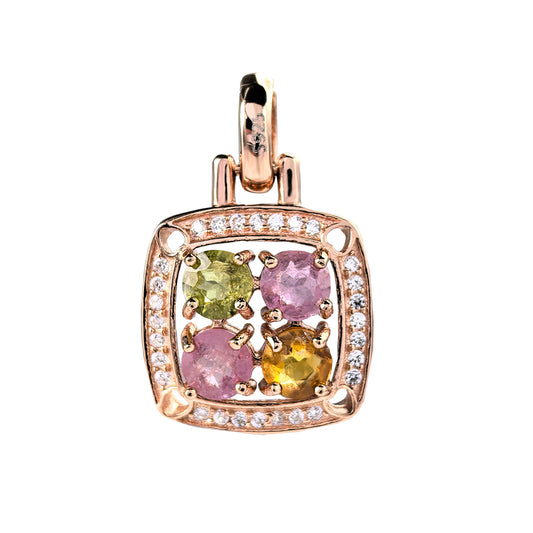 Exquisite Rose Gold Plated 925 Sterling Silver Natural Tourmaline Pendant