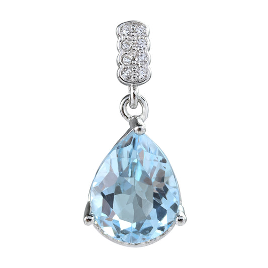 Exquisite Rhodium Plated Silver 925 Jewelry Natural Sky Blue Topaz Pendant