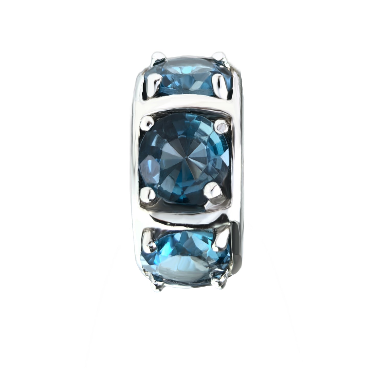 Delicate Rhodium Plated 925 Sterling Silver London Blue Topaz Pendant