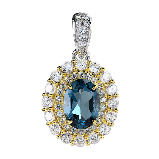 Gorgeous Dual Color Plated 925 Sterling Silver Natural London Blue Topaz Pendant