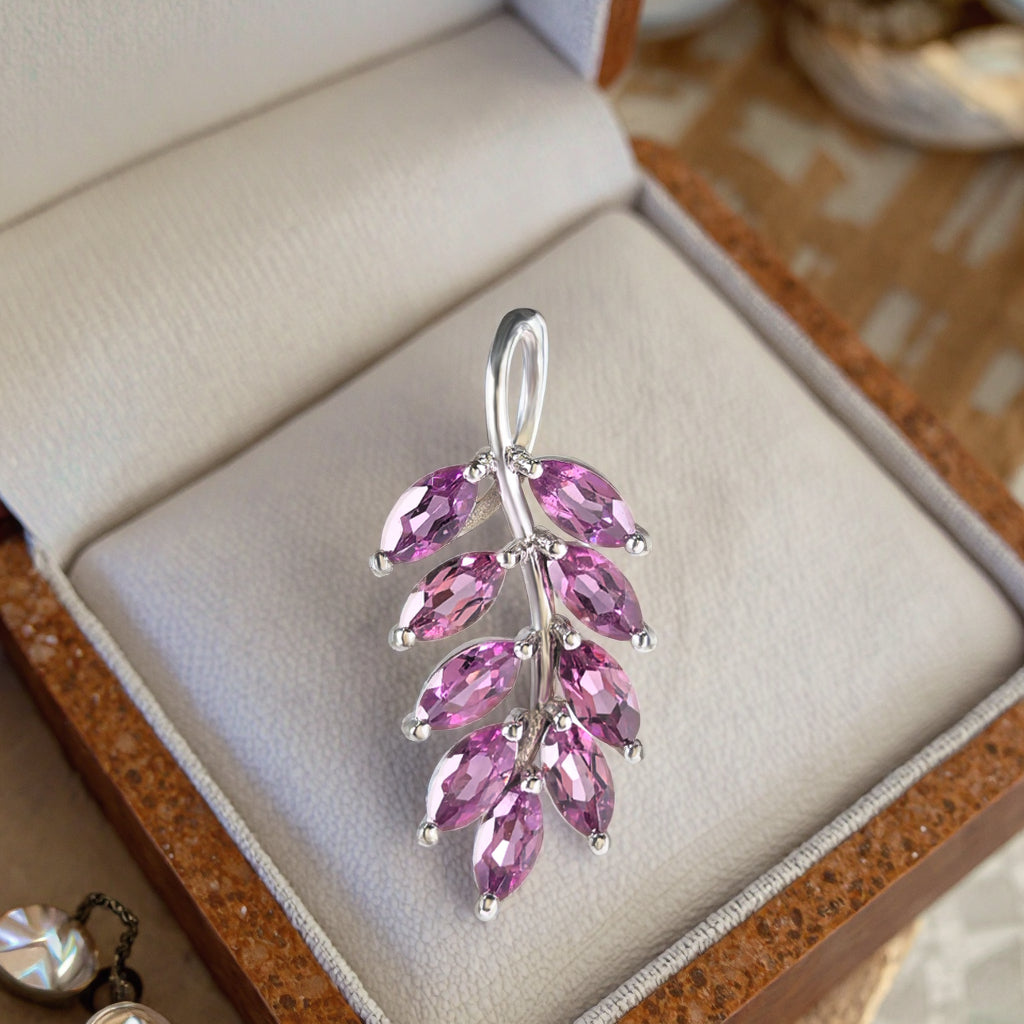 Delicate Rhodium Plated 925 Silver Natural Pyrope Grape Pendant