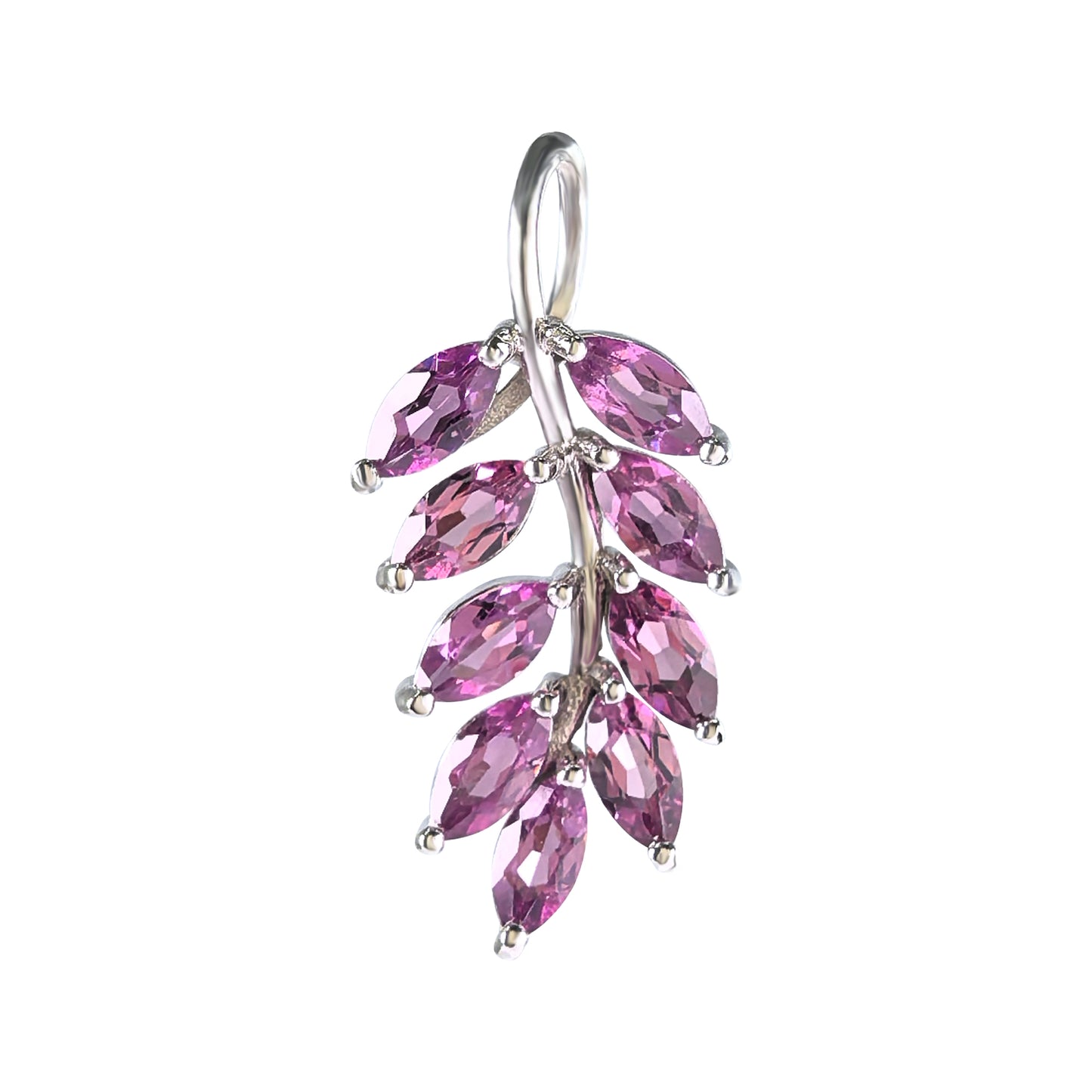 Delicate Rhodium Plated 925 Silver Natural Pyrope Grape Pendant