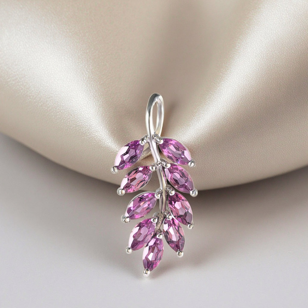Delicate Rhodium Plated 925 Silver Natural Pyrope Grape Pendant