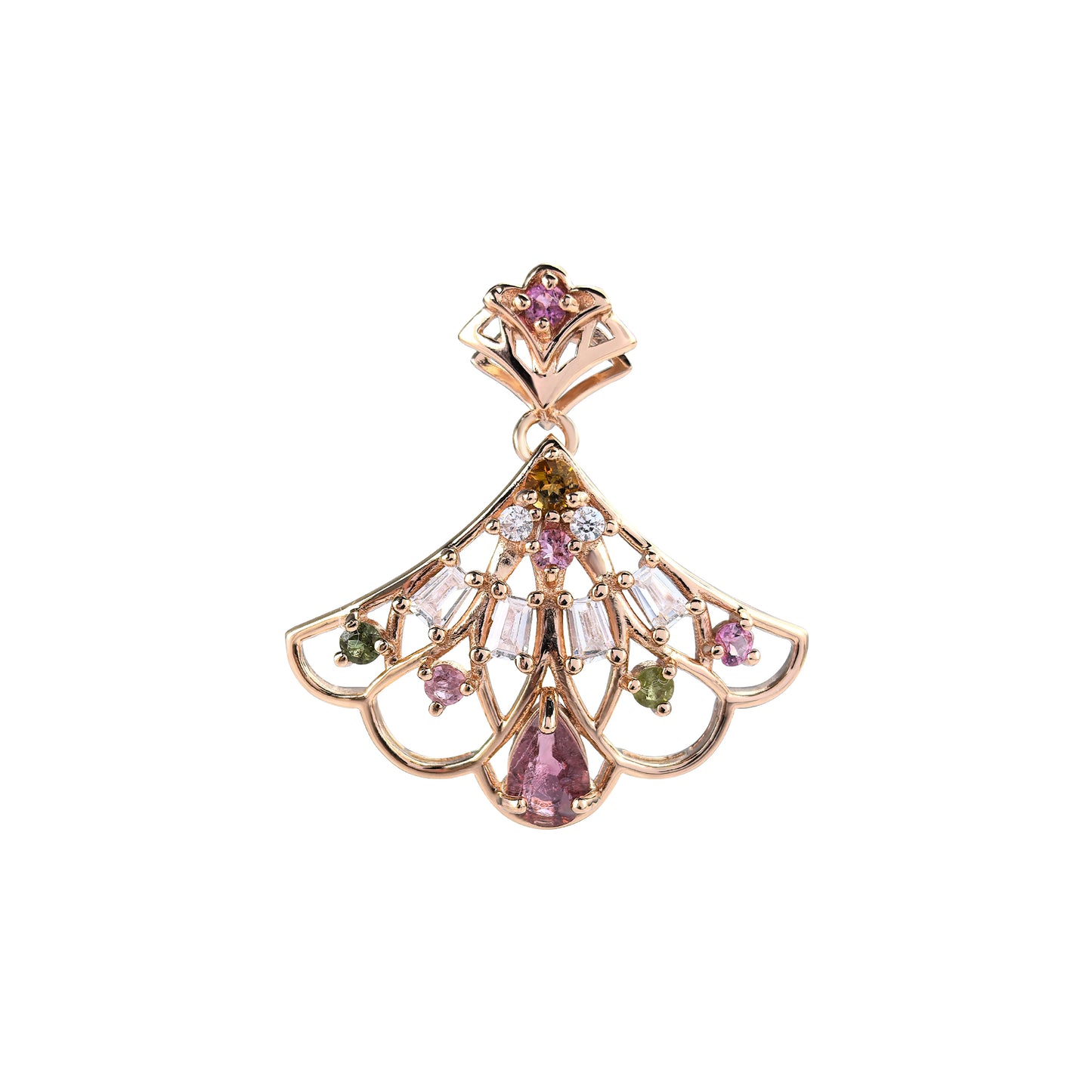 Delicate Rose Gold Plated 925 Sterling Silver Natural Tourmaline Pendant