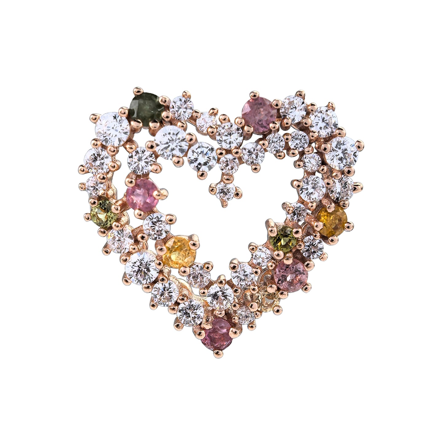 Romantic Rose Gold Plated 925 Sterling Silver Natural Tourmaline Heart Pendant