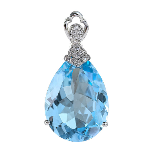 Exquisite Rhodium Plated Silver 925 Jewelry Natural Sky Blue Topaz Pendant