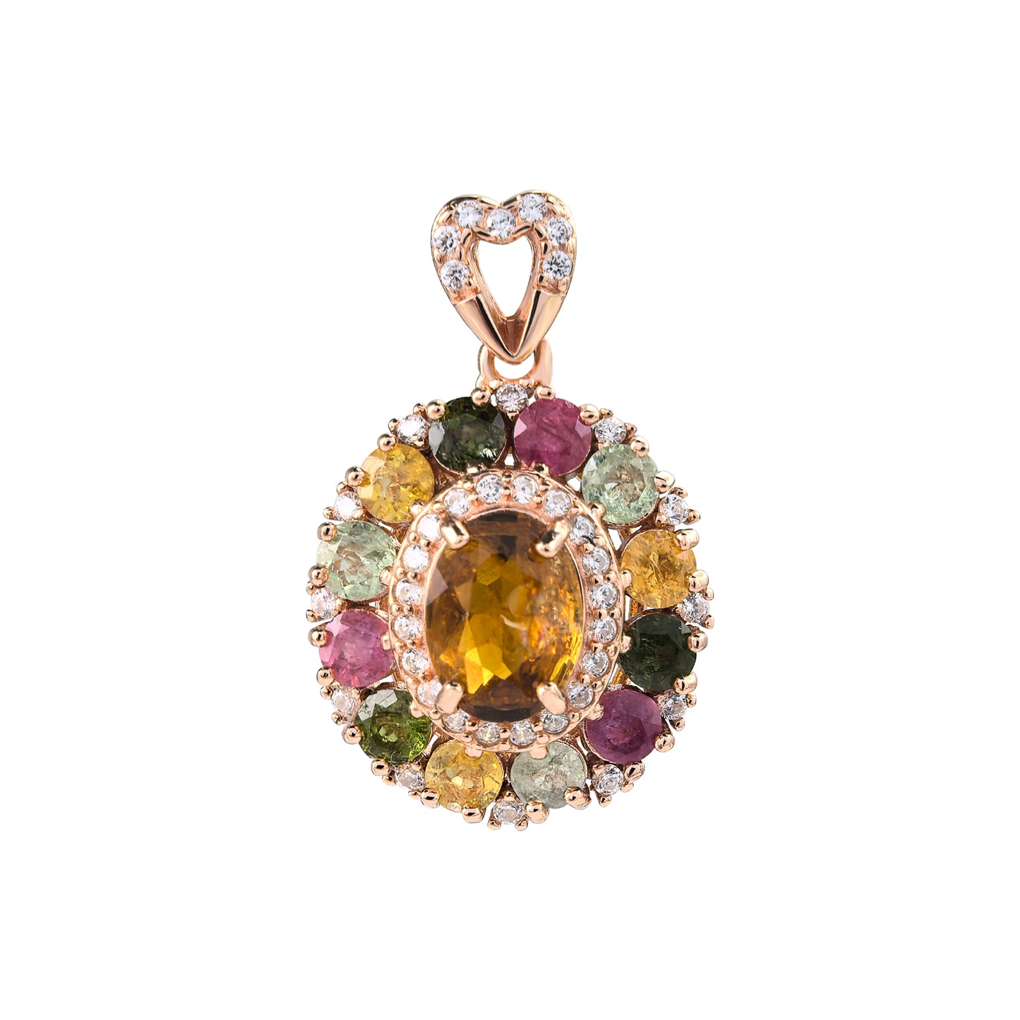 Delicate Rose Gold Plated 925 Sterling Silver Natural Tourmaline Pendant