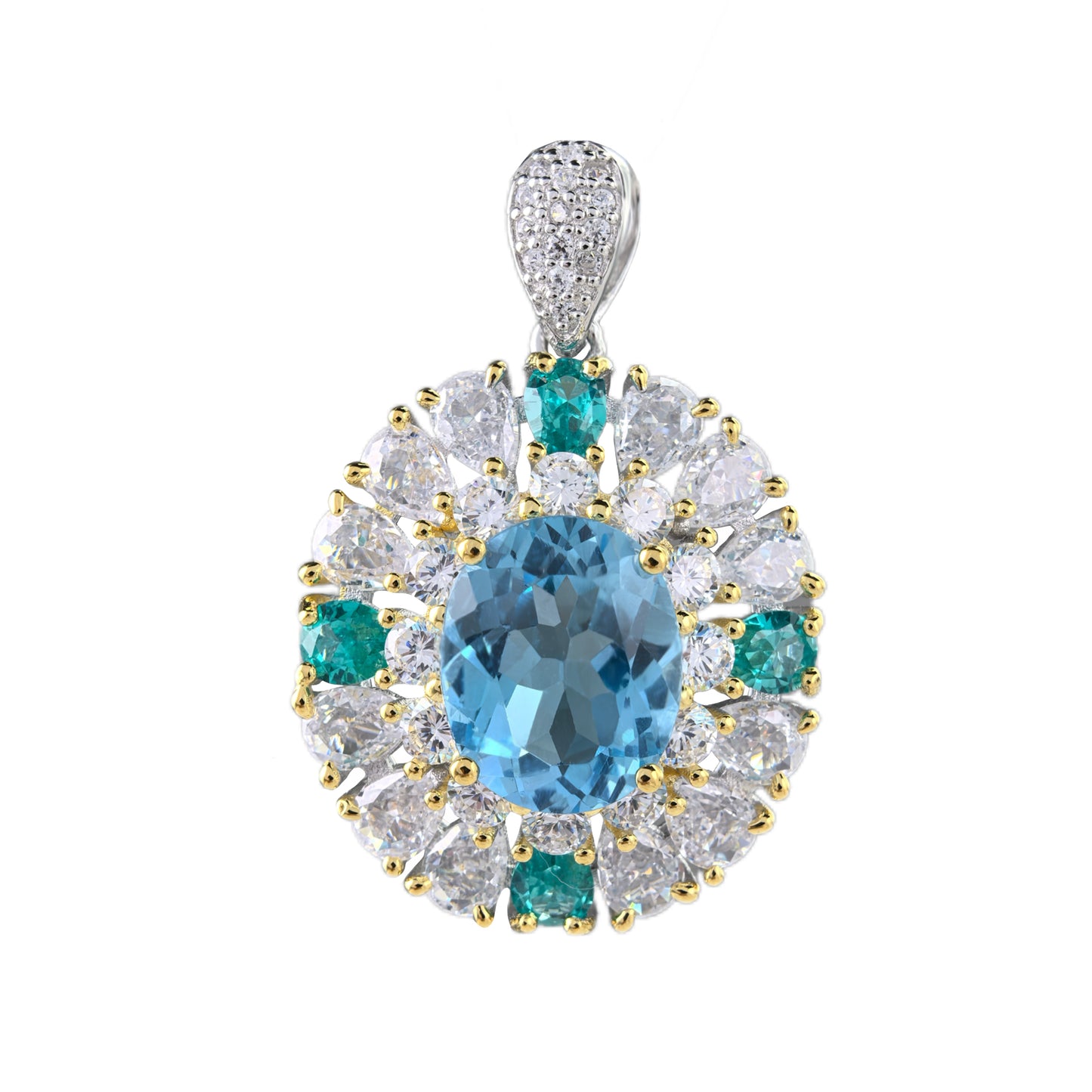 Sparkling Dual Color Plated 925 Sterling Silver for Swiss Blue Topaz Pendant