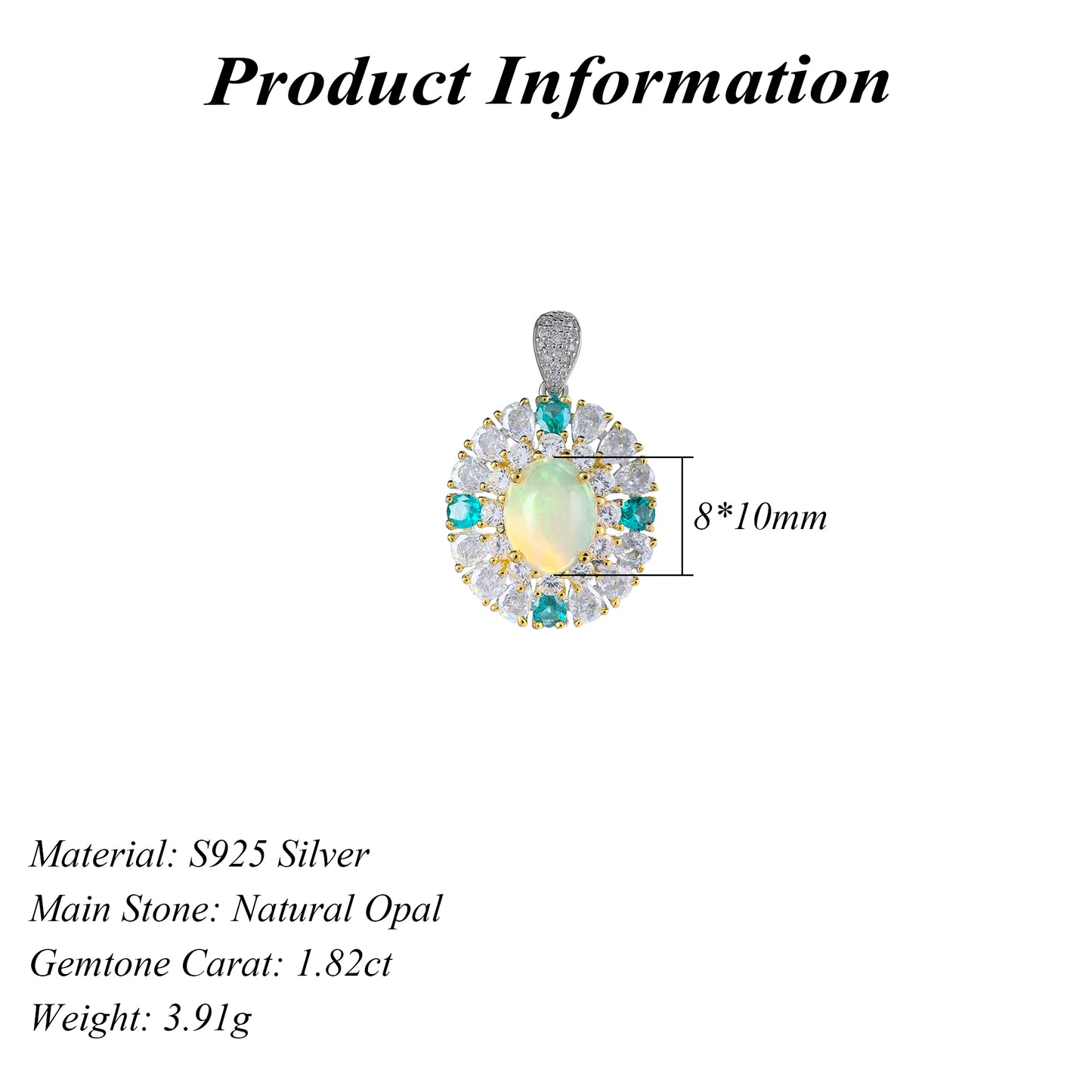 Noble Dual Color Plated Silver 925 Jewelry Natural Opal Pendant