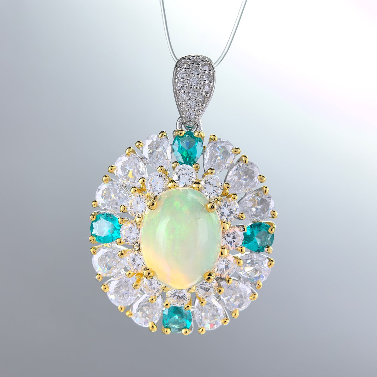 Noble Dual Color Plated Silver 925 Jewelry Natural Opal Pendant