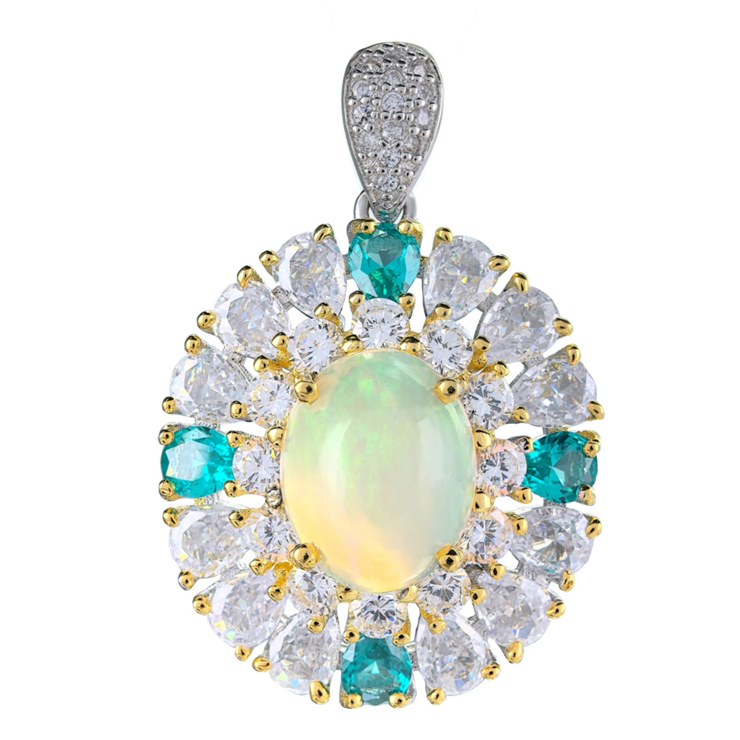Noble Dual Color Plated Silver 925 Jewelry Natural Opal Pendant